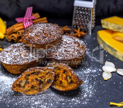 pumpkin muffins and pieces of fresh pumpkin