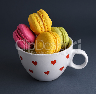 multicolored baked cakes of almond flour macarons
