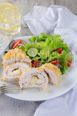 Chicken roll in breadcrumbs