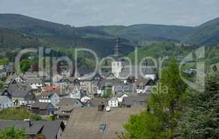 Landscape with the city Hallenberg Germany