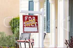 Sold Home For Sale Real Estate Sign in Front of New House