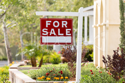 Home For Sale Real Estate Sign in Front of New House