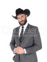 Portrait of man in a suit and cowboy hat