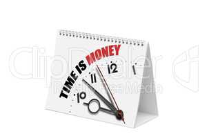 Desk calendar and time is Money text isolated
