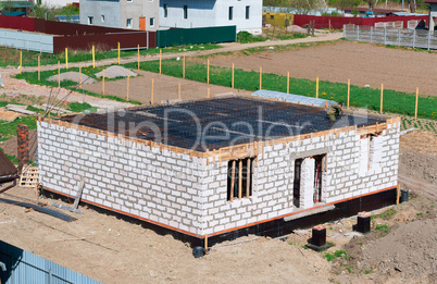 the Foundation of the house under construction, fresh concrete Foundation, cement-filled Foundation of a private house