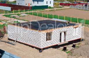 the Foundation of the house under construction, fresh concrete Foundation, cement-filled Foundation of a private house