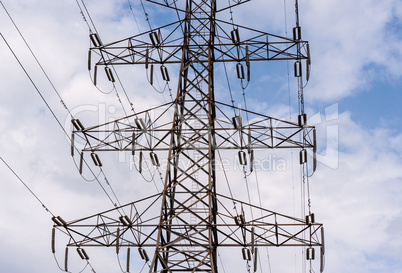 Middle part of high-voltage electrical tower.