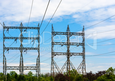 Two large rectangular electrical towers.
