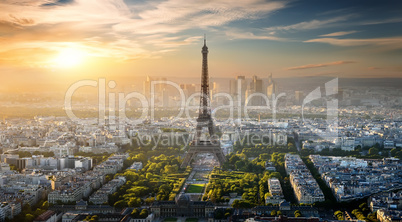Aerial view on Eiffel Tower