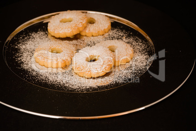 Biscuits canestrelli on a plate of steel