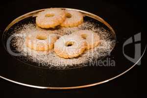 Biscuits canestrelli on a plate of steel