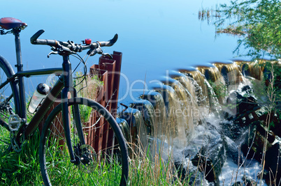 bicycle journey, Cycling trip, bike places hydraulic structures, water aerator