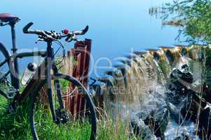 bicycle journey, Cycling trip, bike places hydraulic structures, water aerator