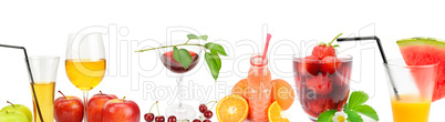 fresh juice from fruit in the glass isolated on white background