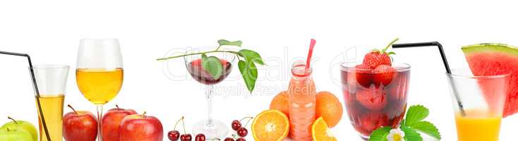 fresh juice from fruit in the glass isolated on white background