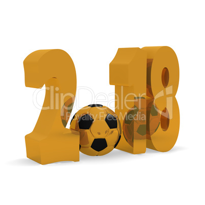 Golden 2018 with a golden soccer ball