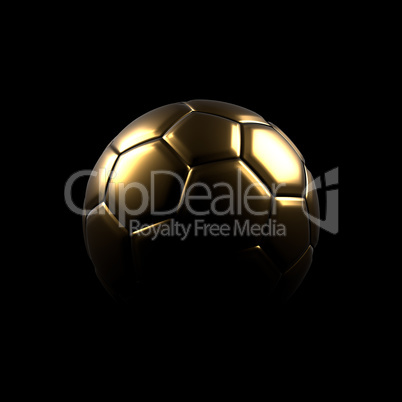 Golden soccer ball on a black background