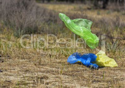 empty  garbage bag flies