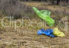 empty  garbage bag flies