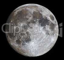 Very detaild moon with lots of craters photographed through a telescope.