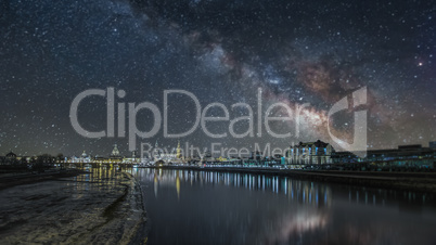 Milkyway Over Dresden At The Elbe River