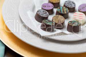 Artisan Fine Chocolate Candy On Serving Dish