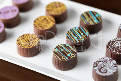 Artisan Fine Chocolate Candy On Serving Dish