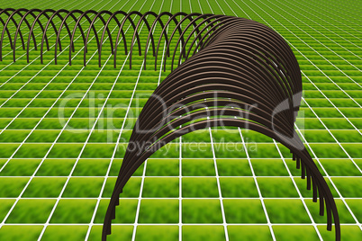 Lattice tunnel on floor tile, 3d illustration