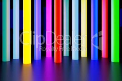 Colorful light columns, 3d illustration