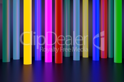 Colorful light columns, 3d illustration