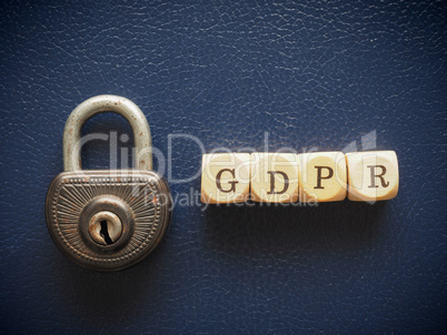 Old padlock with the letters GDPR