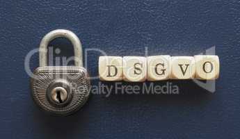 Old padlock with the letters DSGVO
