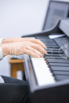 Pianist is playing a song at the church