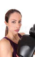 Close up image of woman with boxing gloves