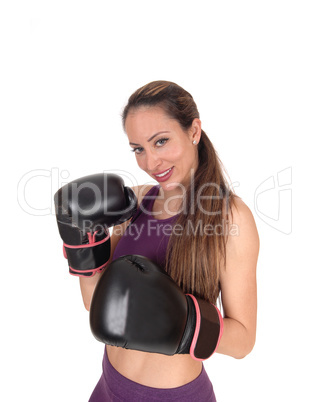 Smiling woman ready for a punch