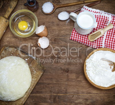 dough made from white wheat flour and ingredients for cooking