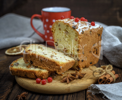 baked big cake with dried fruit