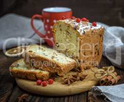 baked big cake with dried fruit