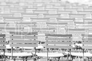 White chair rows in a spa park in Black & White