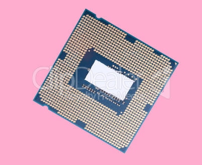 central Processor unit isolated on pink background at dry sunny