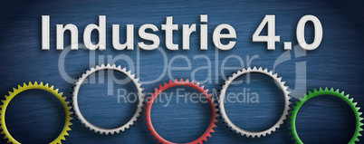 Industrie 4.0 Konzept mit Zahnrädern auf blauem Hintergrund
