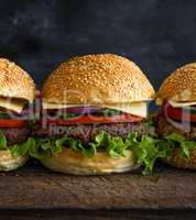 fresh homemade burger with lettuce, cheese, onion