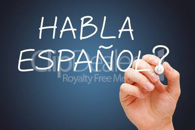 Habla Espanol Handwritten With White Marker