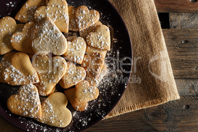 Home-made heart-shaped cookies.
