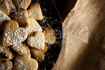 Home-made heart-shaped cookies.