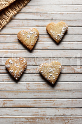 Home-made heart-shaped cookies.