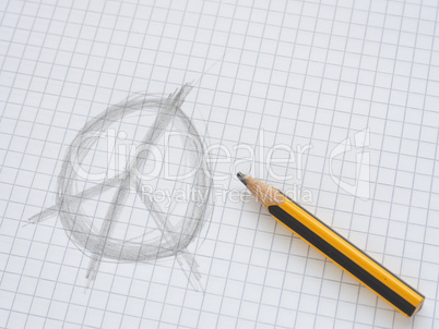 Peace sign on checkered paper