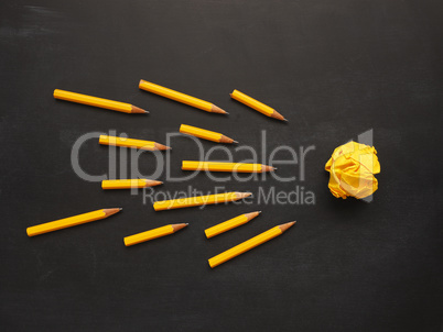 Pencils with crumpled paper, creativity concept