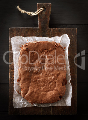 baked rectangular chocolate brownie pie