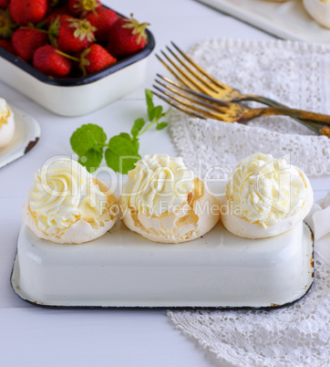 baked cakes of whipped egg whites and cream